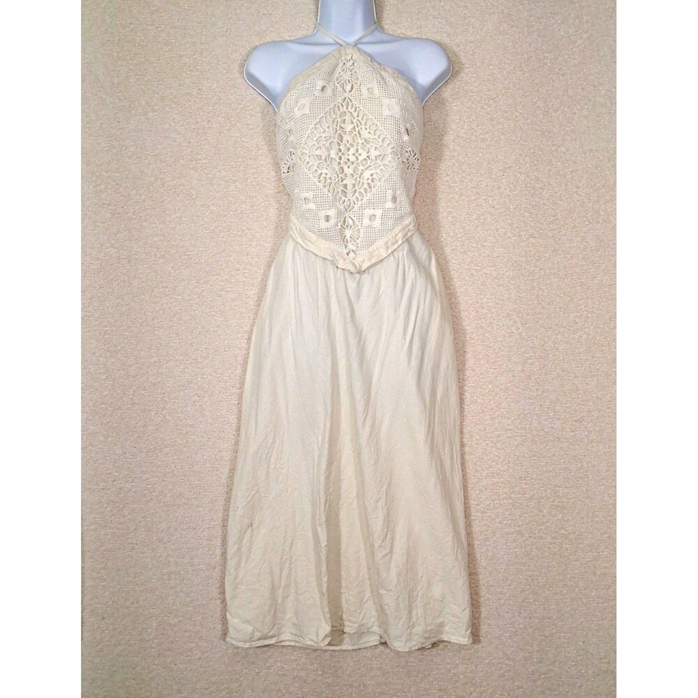 A New Day Crochet Halter Midi Women's Sz M Romantic Boho Hippie Festival Cottage
